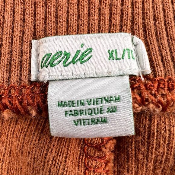 Aerie High Waisted Lumberjane Toasty Orange Ribbed Shorts Women’s Sz XL Pockets - Picture 5 of 6
